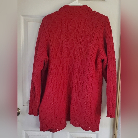 Arancrafts 100% Merino Wool Cable Knit Cardigan Sweater, Size Medium - Picture 2 of 6